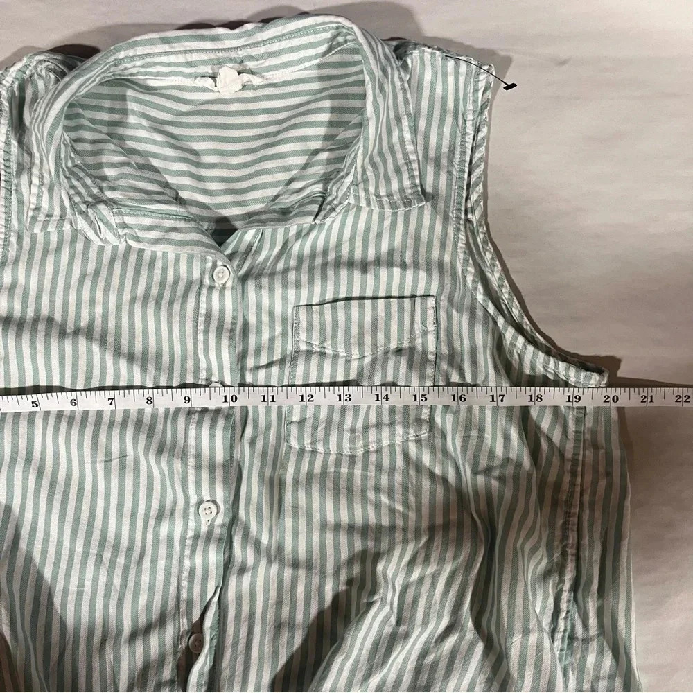 BEACH LUNCH LOUNGE ~ Bundle of Two Large Striped Rayon Lyocell Tops Green Blue - Picture 6 of 15